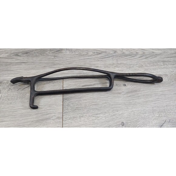 FABULOUS 19TH CENTURY ANTIQUE SHAKER WROUGHT IRON ADJUSTING PIE WARMING TRIVET - Picture 8 of 11